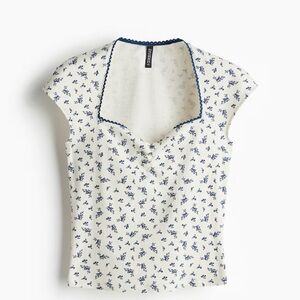 H&M White Camisole with Navy Floral Print